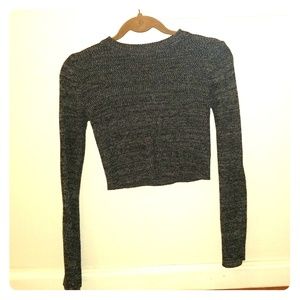 Black and grey sweater crop top